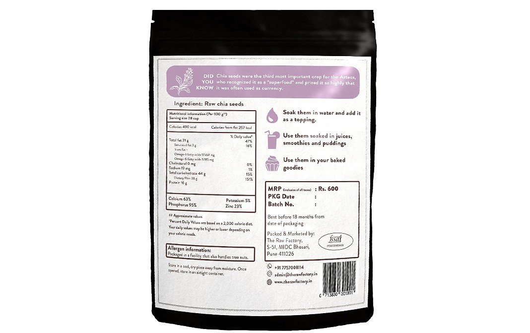 Raw Essentials Chia Seeds    Pack  400 grams